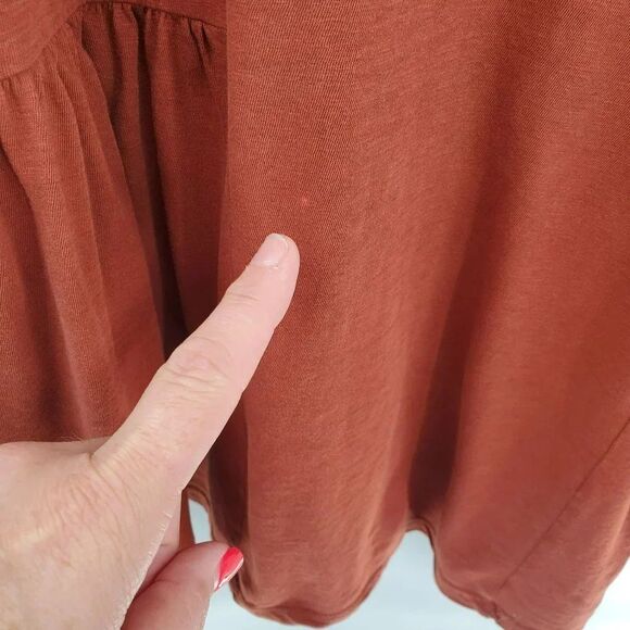 LOGO By Lori Goldstein Womens Fall Rust Embroidered Cotton Knit Tunic Top Sz M - Picture 9 of 10